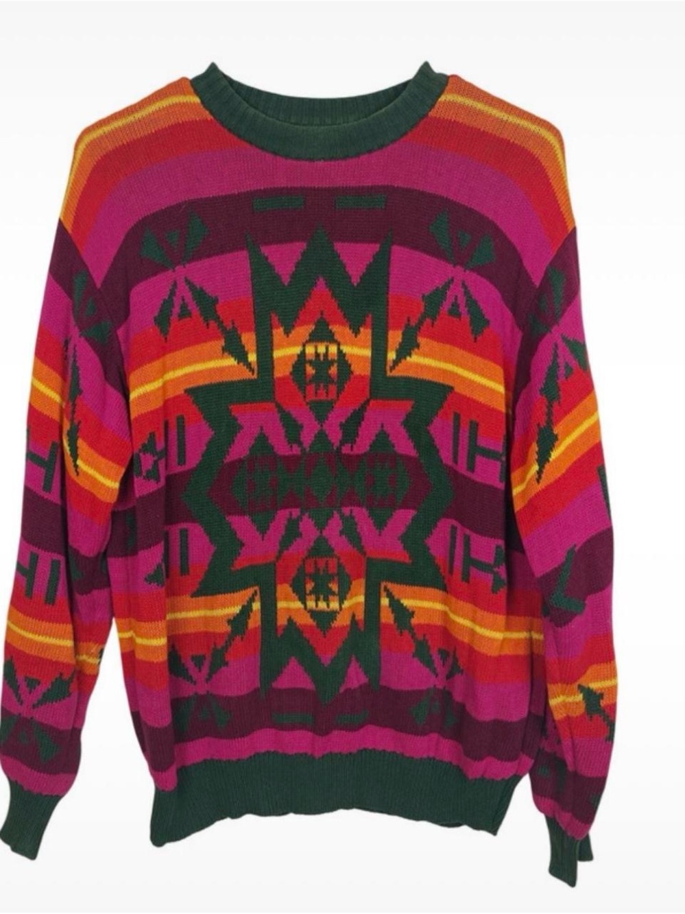 Vintage 80s United Colors of Benetton multicolor aztec pattern sweater S